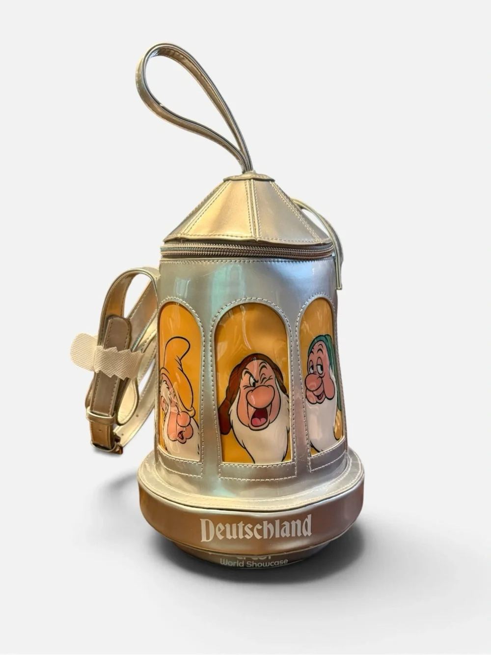 EPCOT Deutschland Lantern-Shaped Gold Crossbody Bag featuring the 7 Dwarfs - NWT